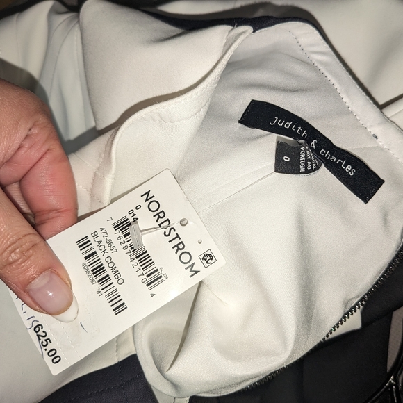 12. NWT JUDITH & CHARLES SASHA TWO TONE SLEEVELESS DRESS IN BLACK COMBO - Picture 7 of 10